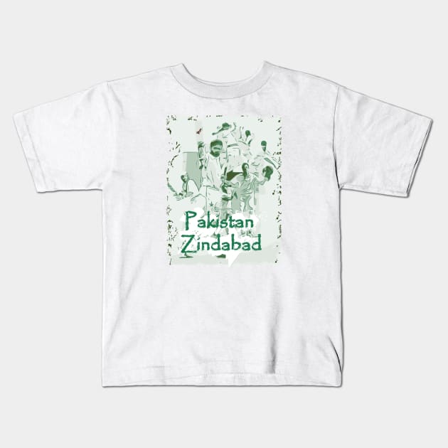 Pakistan Cricket Zindabad T20 Men In Green Kids T-Shirt by FasBytes